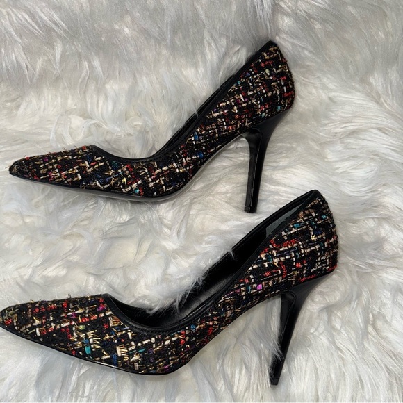 Charlies by Charles David Sweetness Black Multicolor Tweed Stiletto Heels 8.5 - Picture 4 of 13